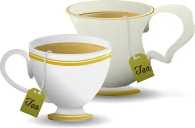 white porcelain cup with tea vector