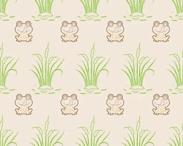 wild frog pattern outline colored repeating style