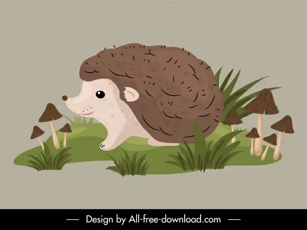 wild hedgehog icon cute handdrawn cartoon sketch