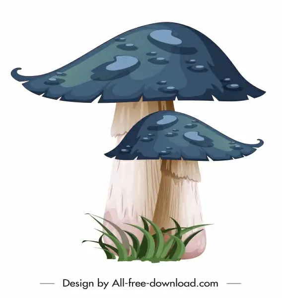 wild mushroom icon bright colored classical sketch