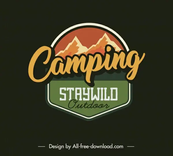 wildlife camping logotype mountain sketch flat classic