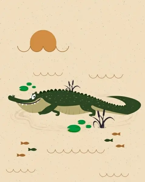 wildlife drawing crocodile icon colored cartoon design