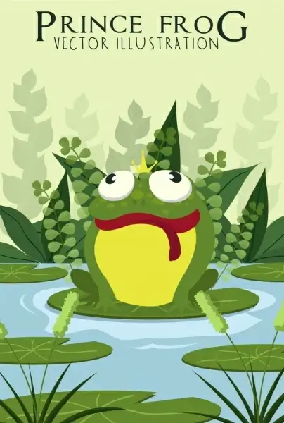 wildlife drawing green frog icon colored cartoon