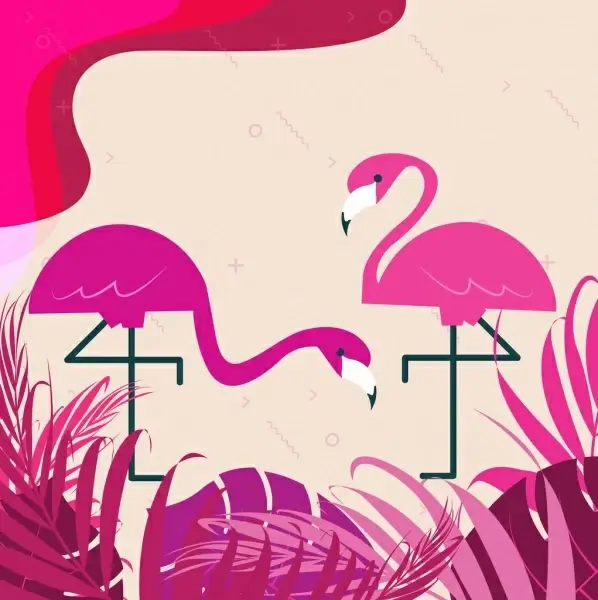 wildlife painting flamingo icon pink decor