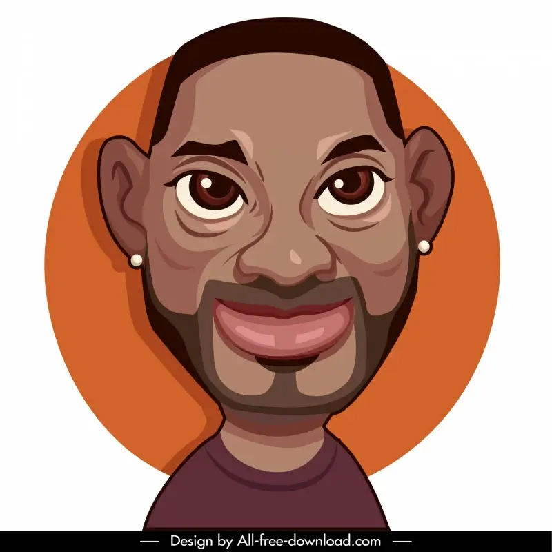 will smith portrait icon funny cartoon character sketch 