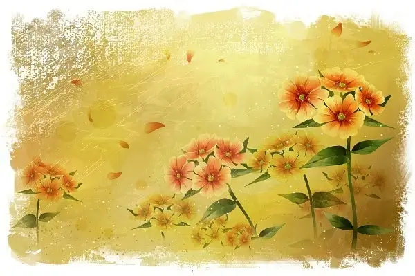wind and rain flowers background psd layered