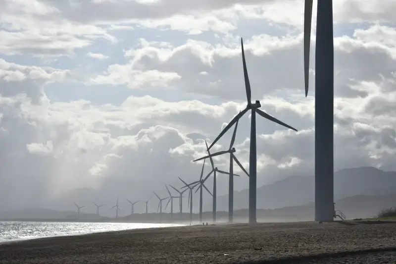 windfarm scenery picture contrast cloudy sky
