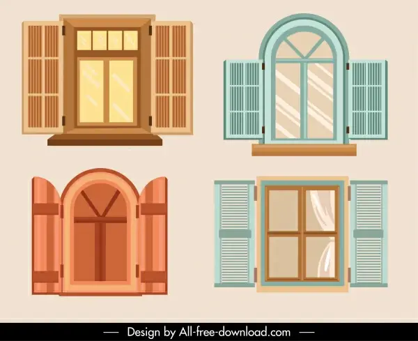 window templates elegant classical flat sketch