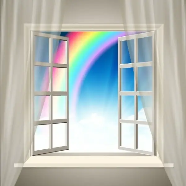 window background 3d design rainbow ornament