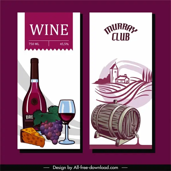 wine advertising card templates retro design product symbols