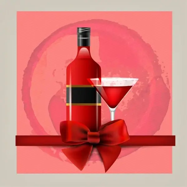 wine advertising red vignette background bottle glass ornament