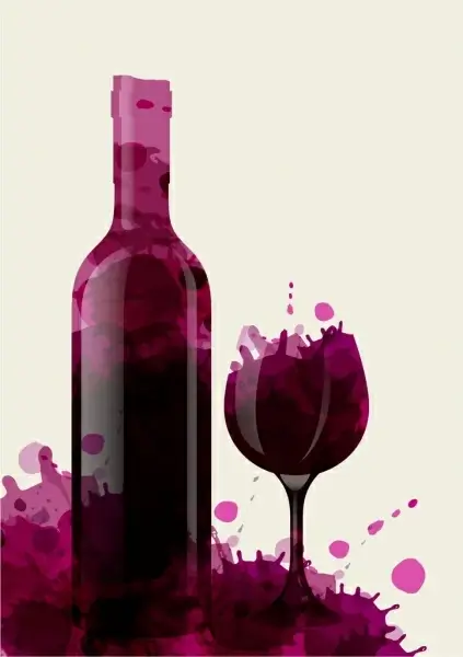 wine background bottle glass decoration violet grunge style