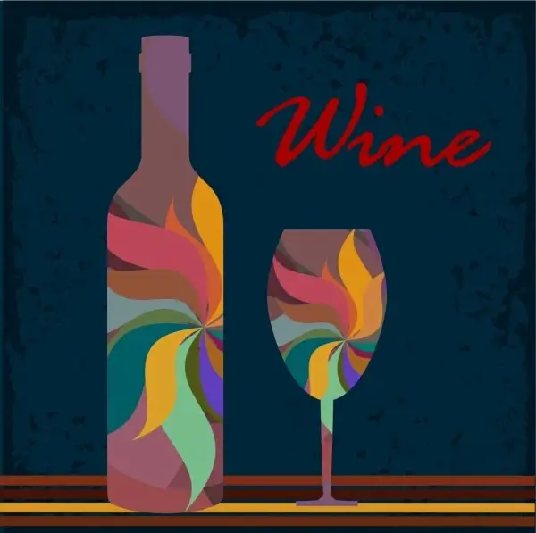 wine background colorful bottle and glass decoration