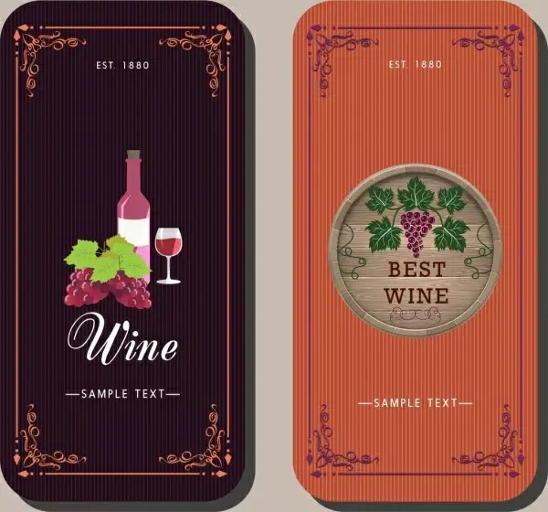 wine background sets classical colorful design