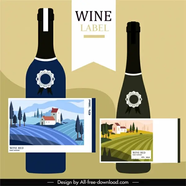 wine label templates elegant classical grape yard decor