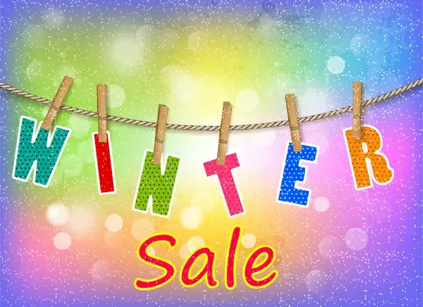 winter sale letter hanged on rope