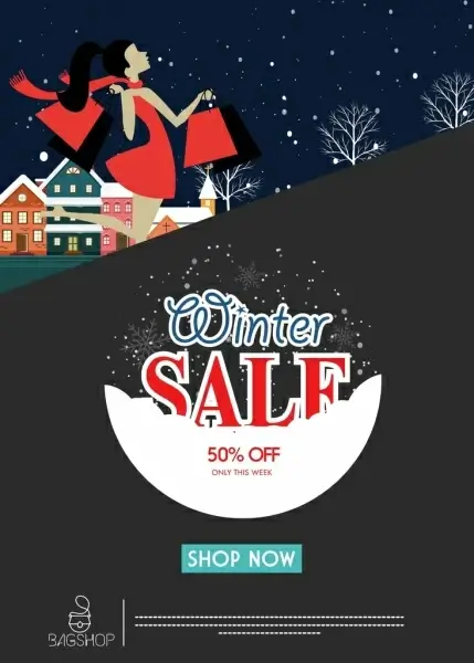 winter sale poster snowy outdoor decor webpage design