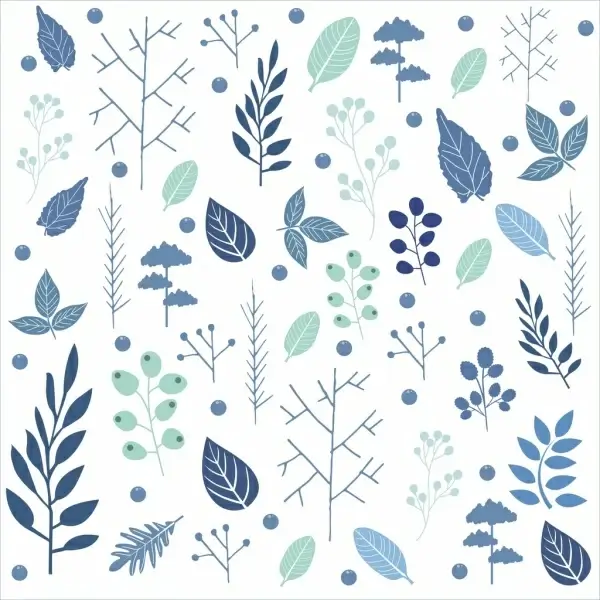 winter style background various leaves ornament repeating design