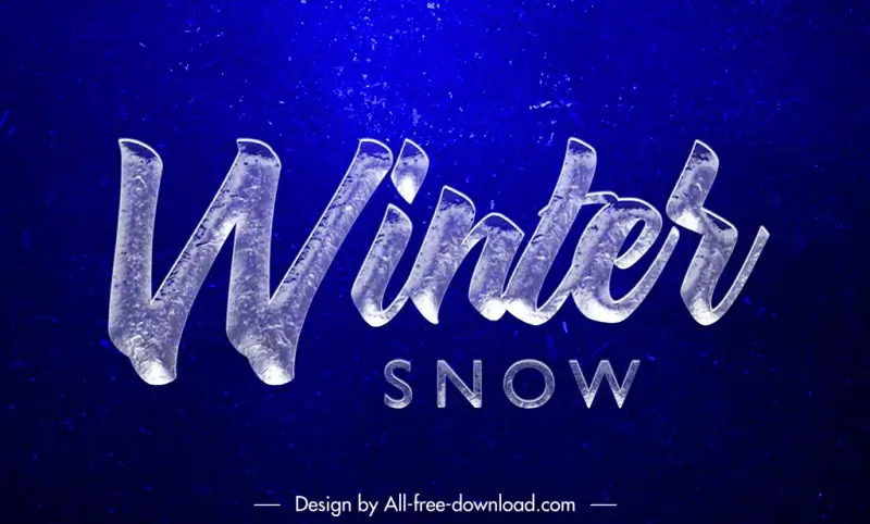 winter styles sign banner realistic ice texts decor