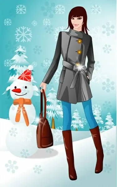 winter clothes advertising elegant modern design cartoon sketch