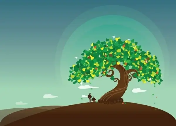 Wish Tree Vector Illustration