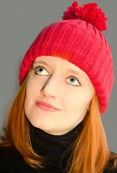 woman and red hat