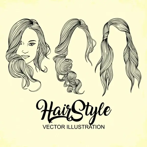 woman hairstyle design handdrawn sketch
