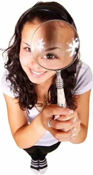 woman with magnifying glass 