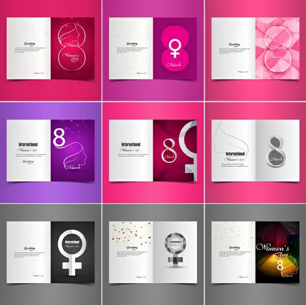womens day colorful background set card collection presentation background vector