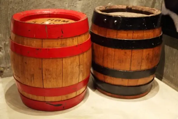 wooden barrels