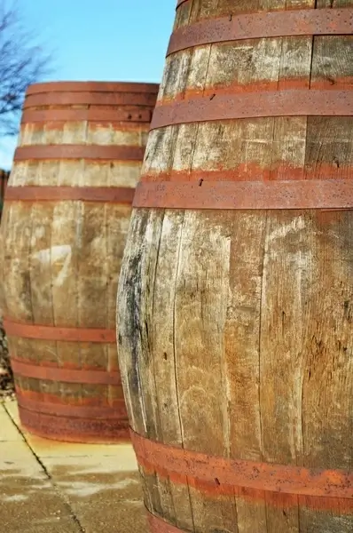 wooden barrels