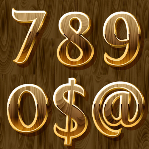 wooden golden numeric graphic vector