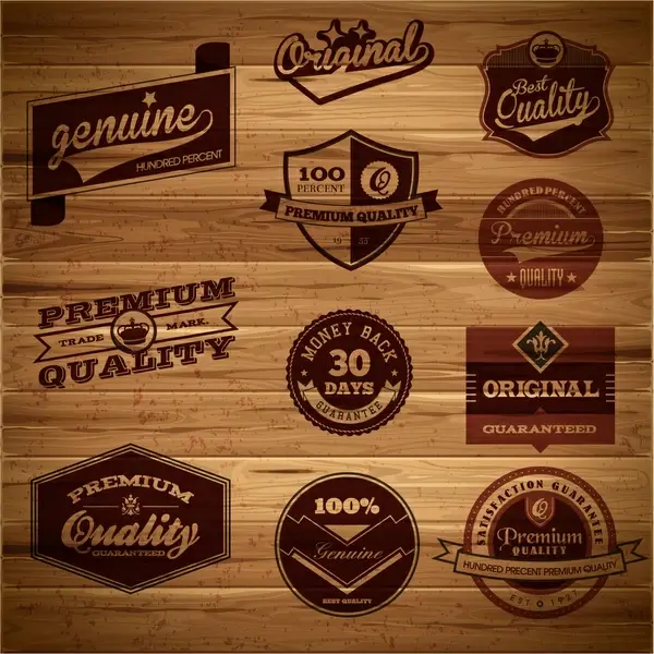 wooden retro label collection
