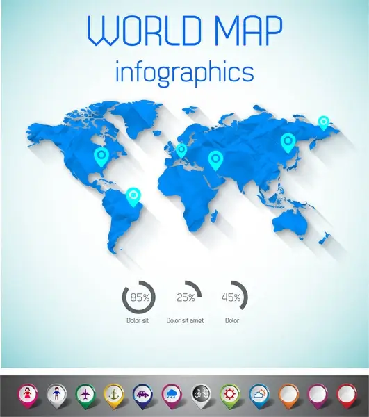word map infographic with pin
