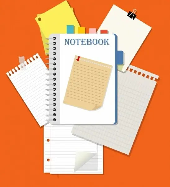 workplace background notebook paper clip icons