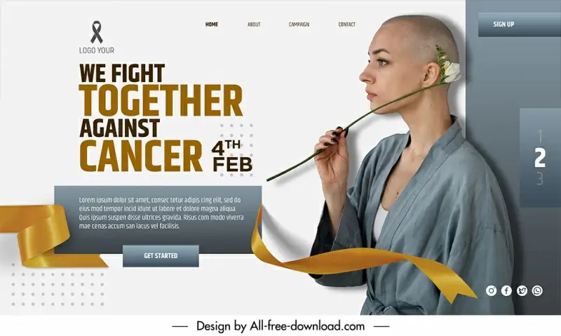  world cancer day landing page template modern realistic