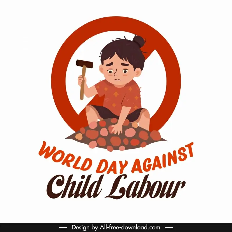 world day against child labour poster template dynamic cartoon hardworking kid