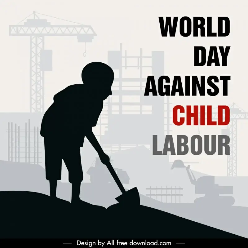 world day against child labour poster template dynamic silhouette