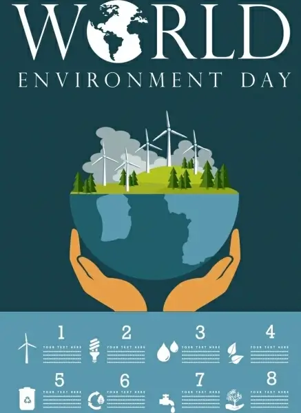world day infographic banner hand holding planet icon