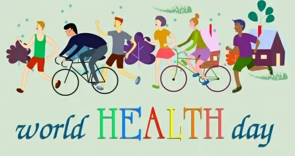 world health banner exercising people icons decor