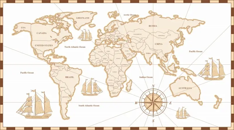 world map backdrop template flat retro outline