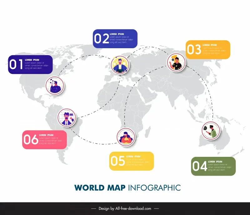 world map infographic template world map curved line connection