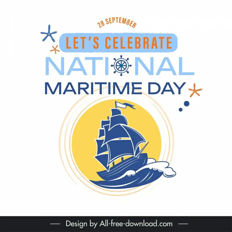world maritime day banner template dynamic ship wave