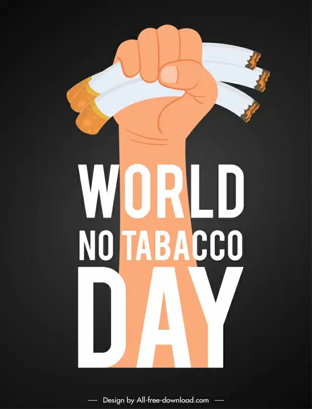 world no tobacco day poster contract classic handdrawn design hand crushing cigarettes sketch
