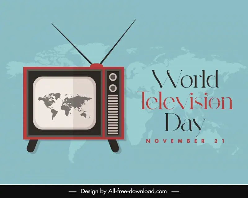 world television day banner template flat classical design blurred world map background decor