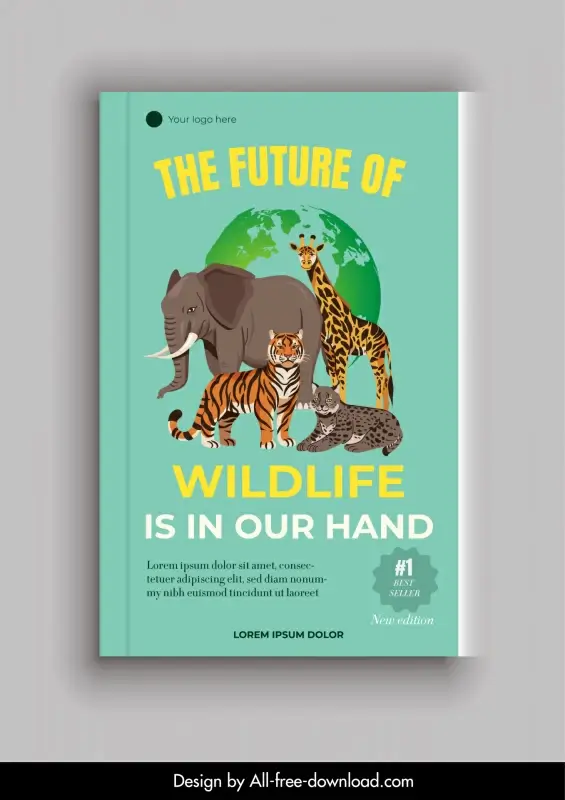 world wildlife book cover template animals species globe sketch