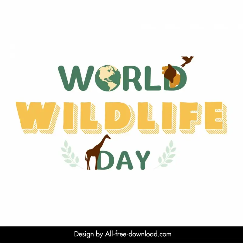 world wildlife day banner template texts animals earth sketch