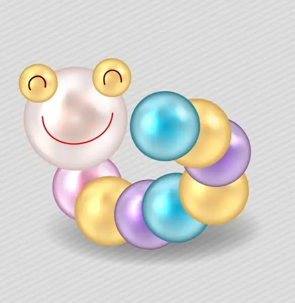 worm toy template shiny colorful design cute stylization