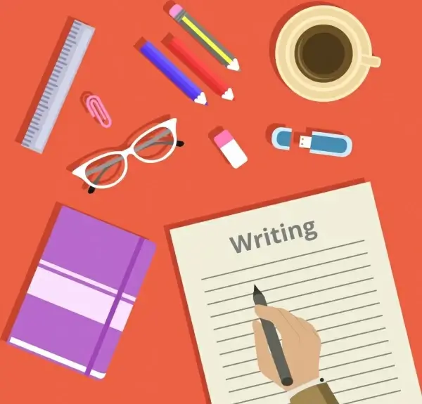 writing work theme tools page book hand icons