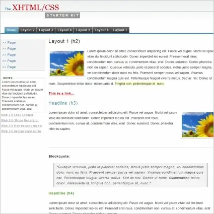 XHTML CSS Starter Kit Template